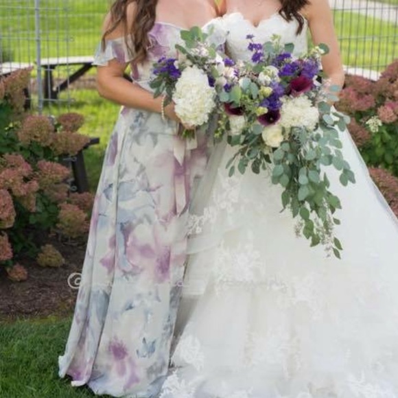 mori lee floral bridesmaid dress